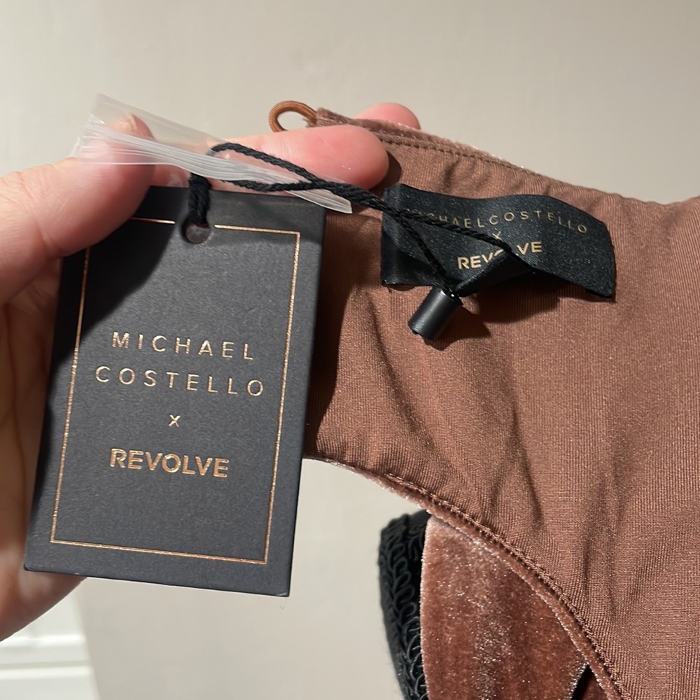 Michael Costello x Revolve Mott Maxi Velvet Mauve Nude Pink Dress NWT - Picture 9 of 11